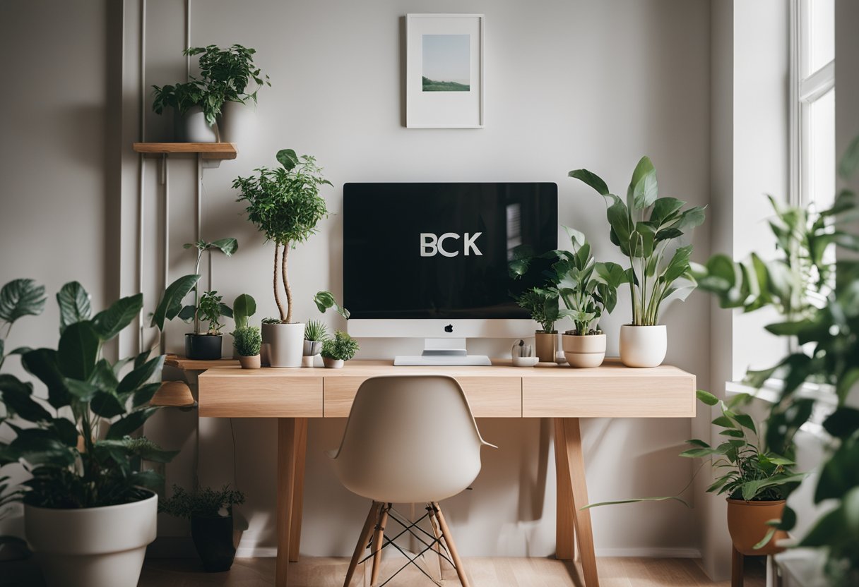 A clutter-free, minimalist room with eco-friendly, reusable items and plants